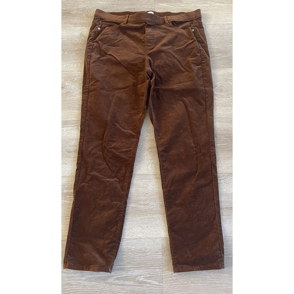 J Jill Stretch Corduroy Pants Pull On Elastic Waist Dark Carob Brown Size Large